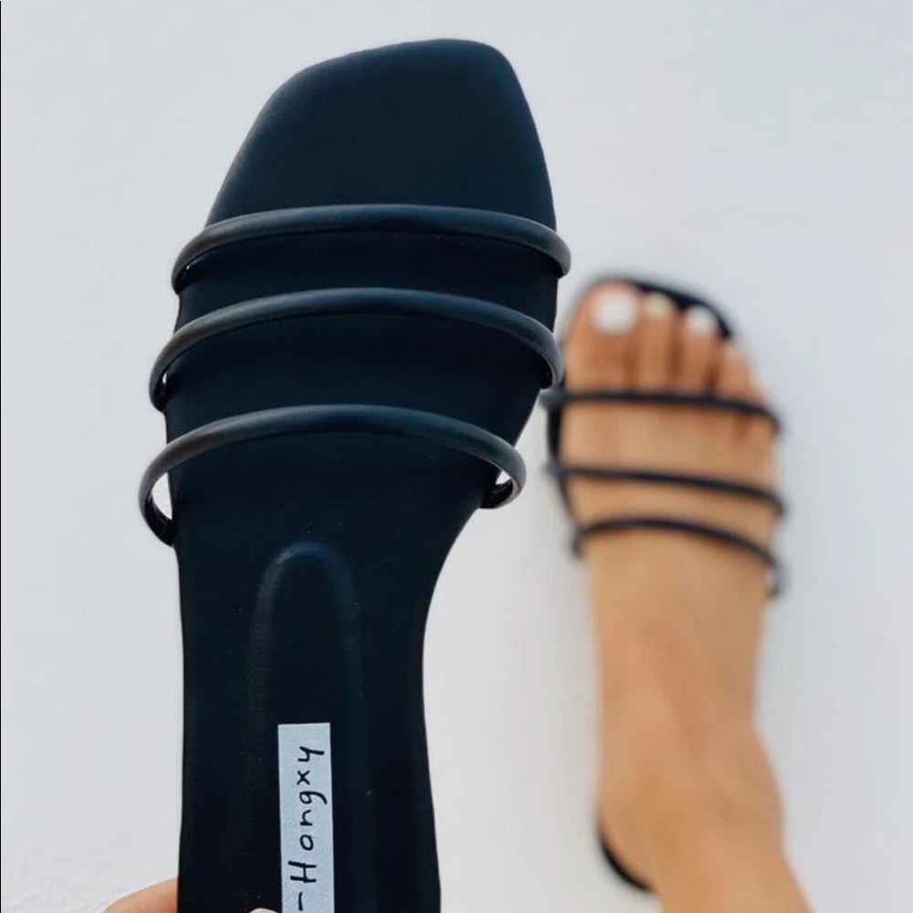 Cute summer ware, black, three strapped sandals